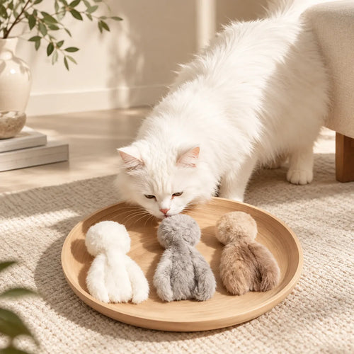 Waggletoys Real Rabbit Fur Octopus Cat Toy