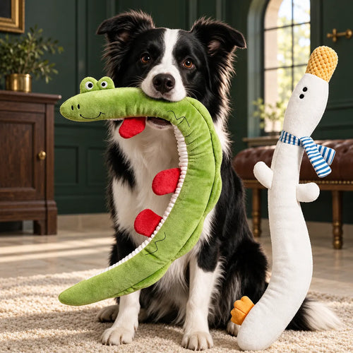 Waggletoys Squeaky Plush Cartoon Dog Toy