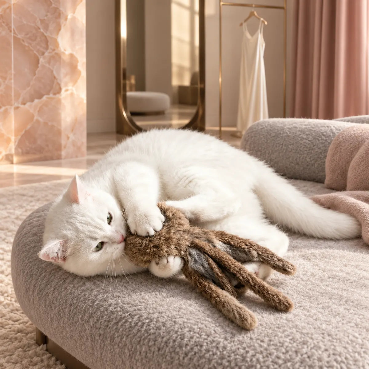 Waggletoys Real Rabbit Fur Octopus Cat Toy